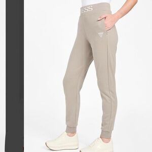 Guess Women’s Alessia Logo Waist Joggers sweat pants athleisure nude size M